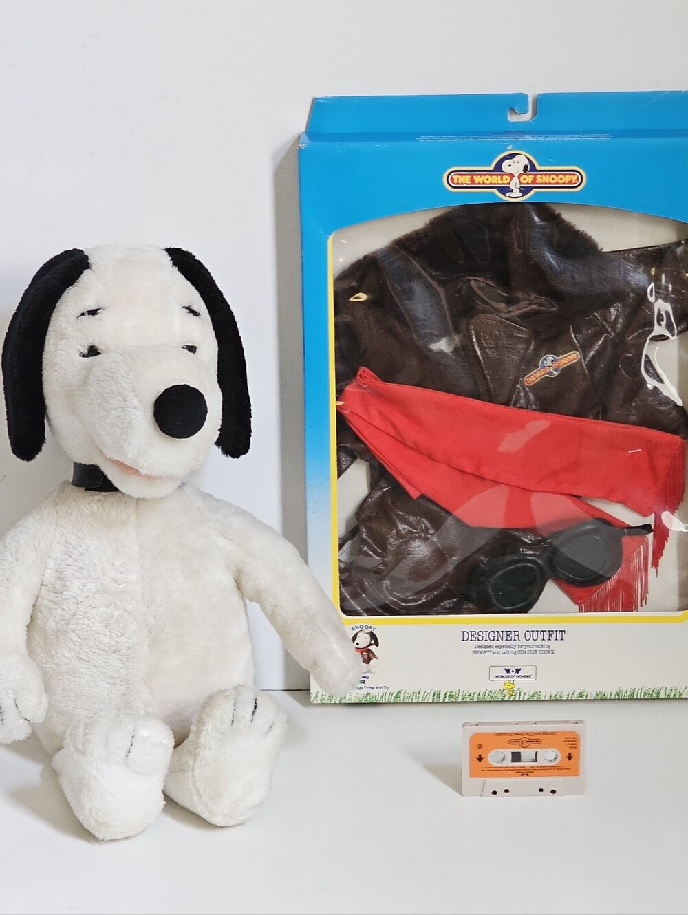 1986 Talking Snoopy Plush Toy • Great Pumpkin Tape • Boxed Flying Ace Outfit